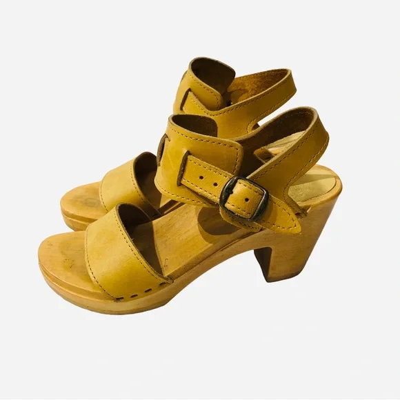 Sven 36(6) Ankle Strap heeled clog sandals leather
